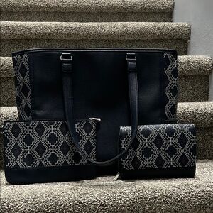 Elegant Navy and White Tote Bag Set